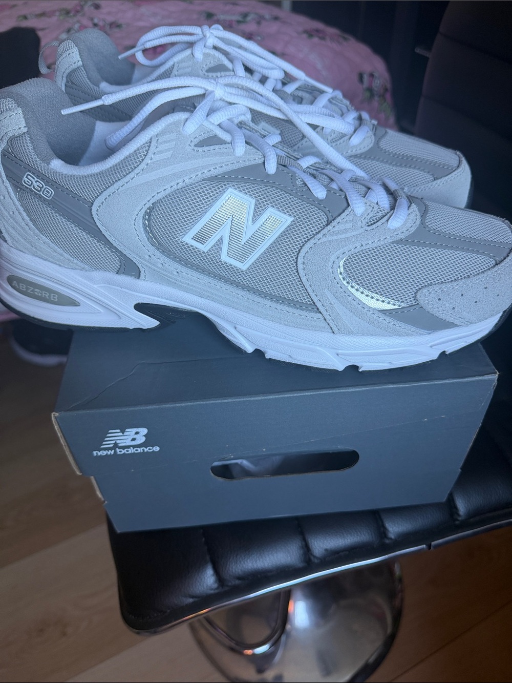 New Balance Grey and White 530 Athletic Sneakers